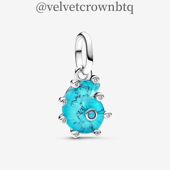 Pandora Blue Murano Glass Sea Snail Dangle Charm - Picture 1 of 5
